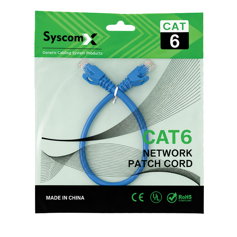 SyscomX CAT6 UTP Patch Cord 0.3 Metter – Blue - Image 2