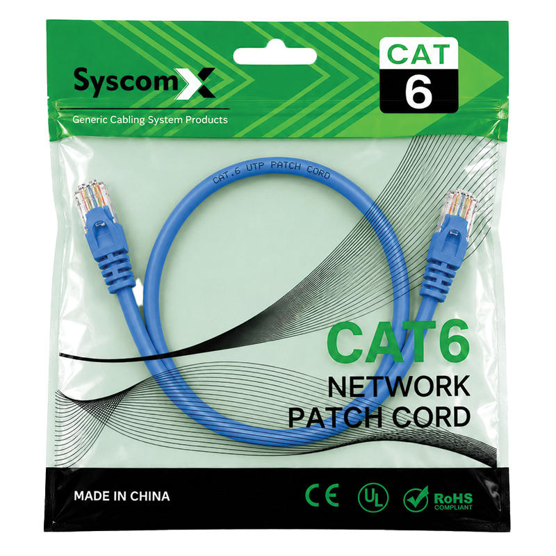 SyscomX CAT6 UTP Patch Cord 0.5 Metter – Blue - Image 2